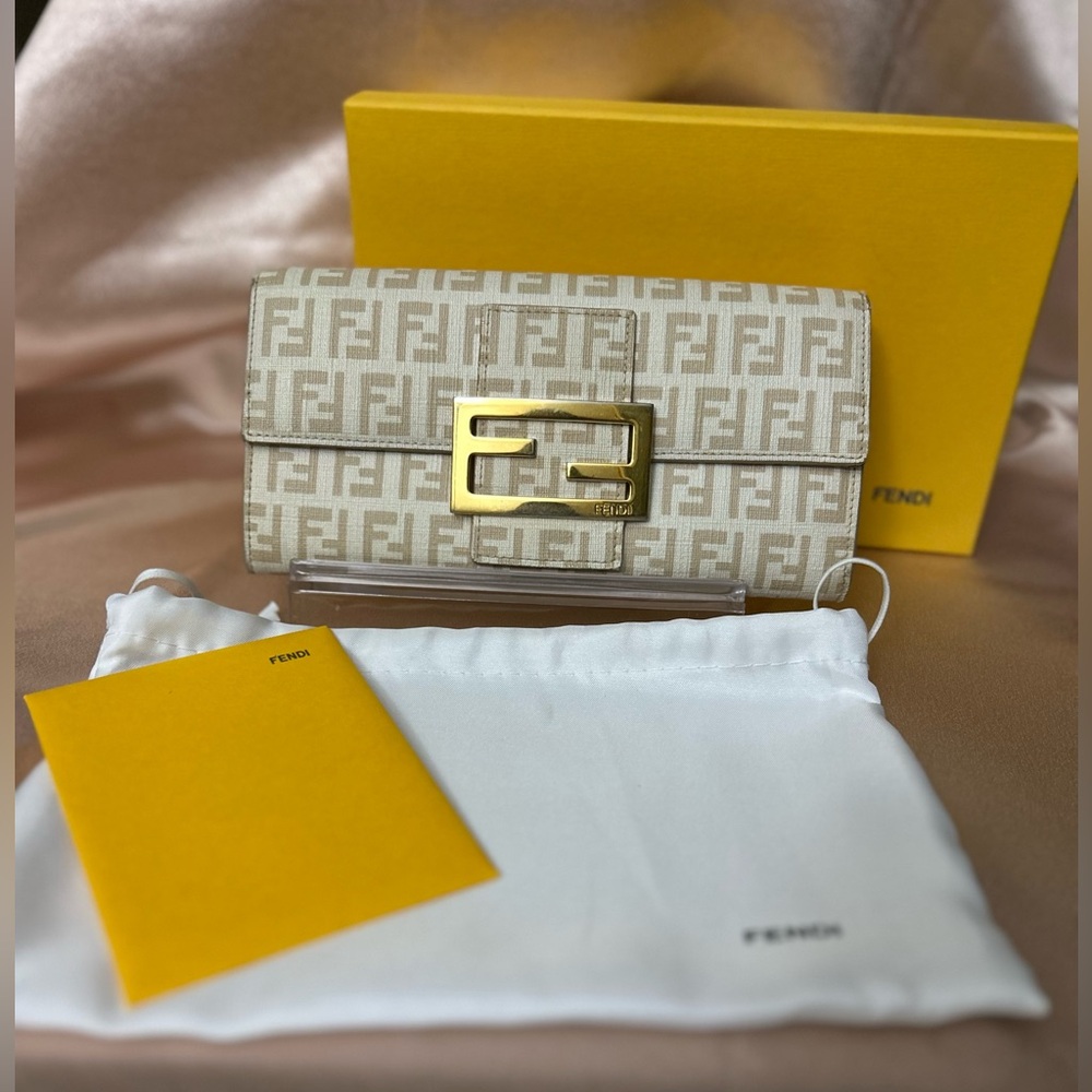 Fendi Beige Zucchino Long Wallet